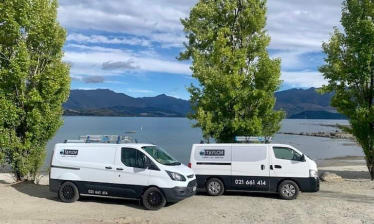 Taylor Plumbing vans near Lake Wanaka